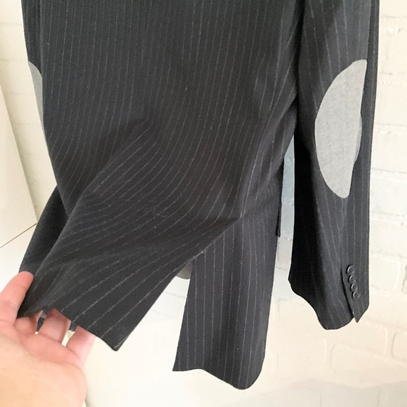 Paoletti x Marzotto Men’s/Unisex Blazer Pinstripe Elbow patches Navy/Gray Sz 44R - Picture 15 of 15